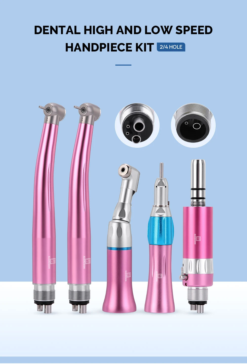 AZDENT Set Dental Hochgeschwindigkeits-Handstück LED Integrierter E-Generator Niedriggeschwindigkeits-Kit 2/4 Löcher Druckknopf Keramiklager Luftscaler – Detail 1