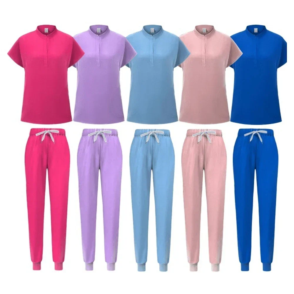 زي طبي لصالون الأظافر للسيدات، سروال علوي بأكمام قصيرة، إكسسوارات العناية، ملابس الطبيب