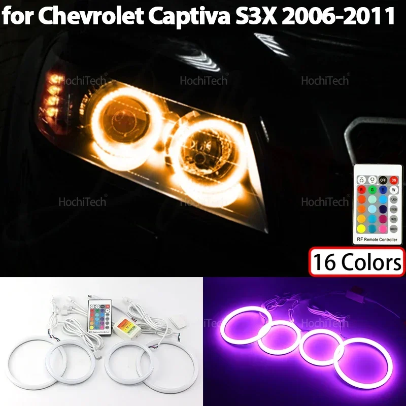 For CHEVROLET CAPTIVA S3X 2006 2007 2008 2009 2010 2011 16-Color RGB Cotton LED Headlight Angel Eyes Ring Lamp Remote Control