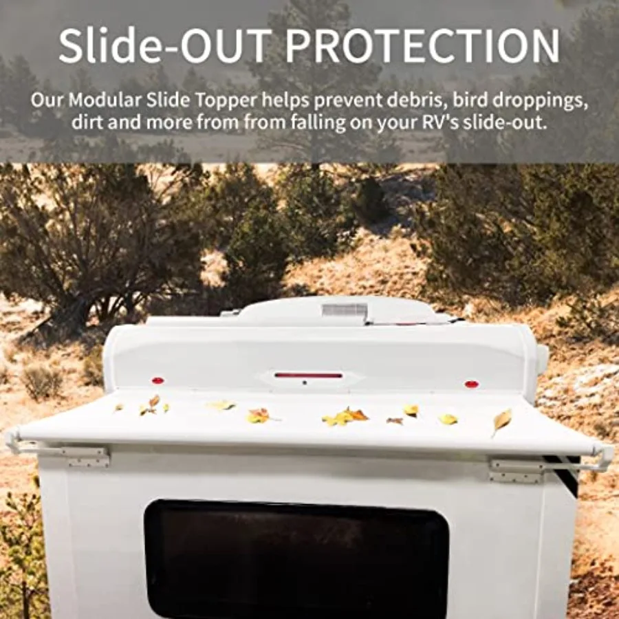 ผ้าคลุมกันแดดแบบเลื่อน Awnlux สีขาว สำหรับรถบ้าน รถพ่วงท่องเที่ยว รถบ้านแบบล้อที่ 5 และรถบ้านเคลื่อนที่ - ผ้าขนาด 6' 5'7