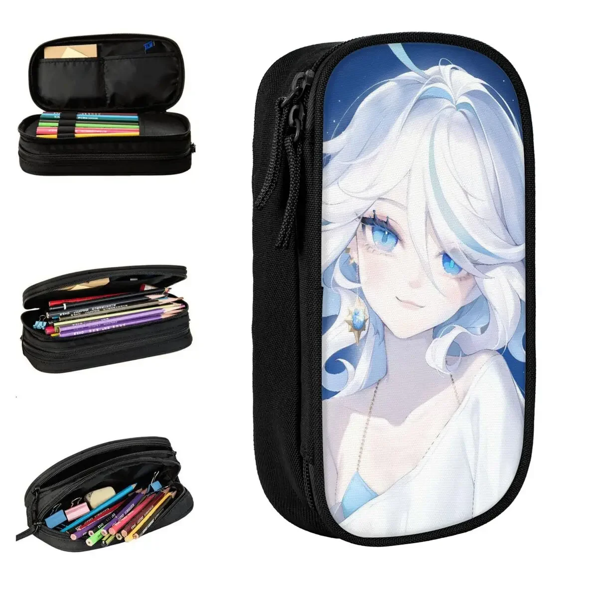Furina Genshin Impact Pencil Cases Pen Bags Student Big Capacity School Supplies Zipper Pencilcases
