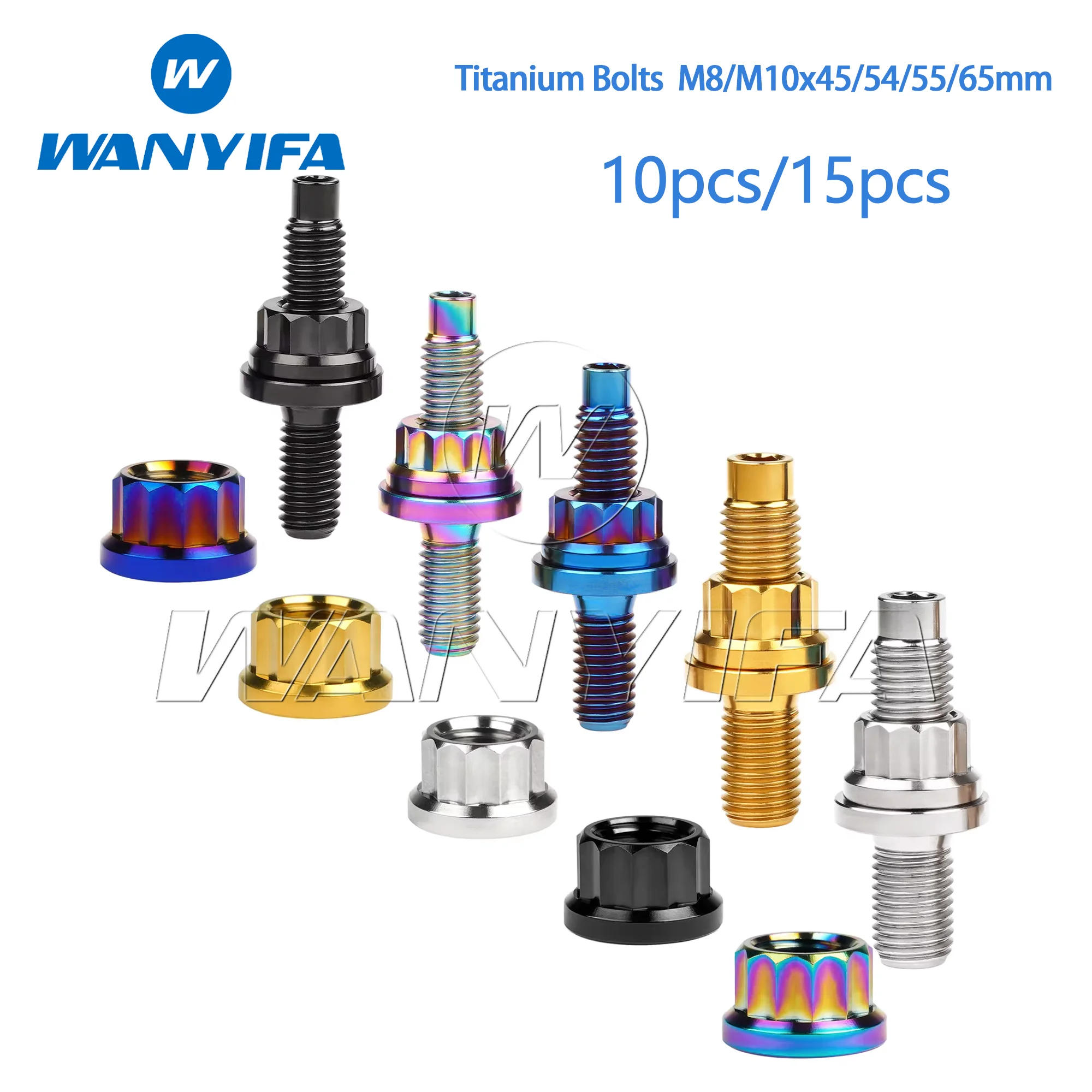 Wanyifa-kit Titanium Bolt Intake ou Automotive Exhaust Manifold Stud m8 M10 x 45 54 55 65 mm Pitch 1.25 mm 10 Pcs 15 Pcs
