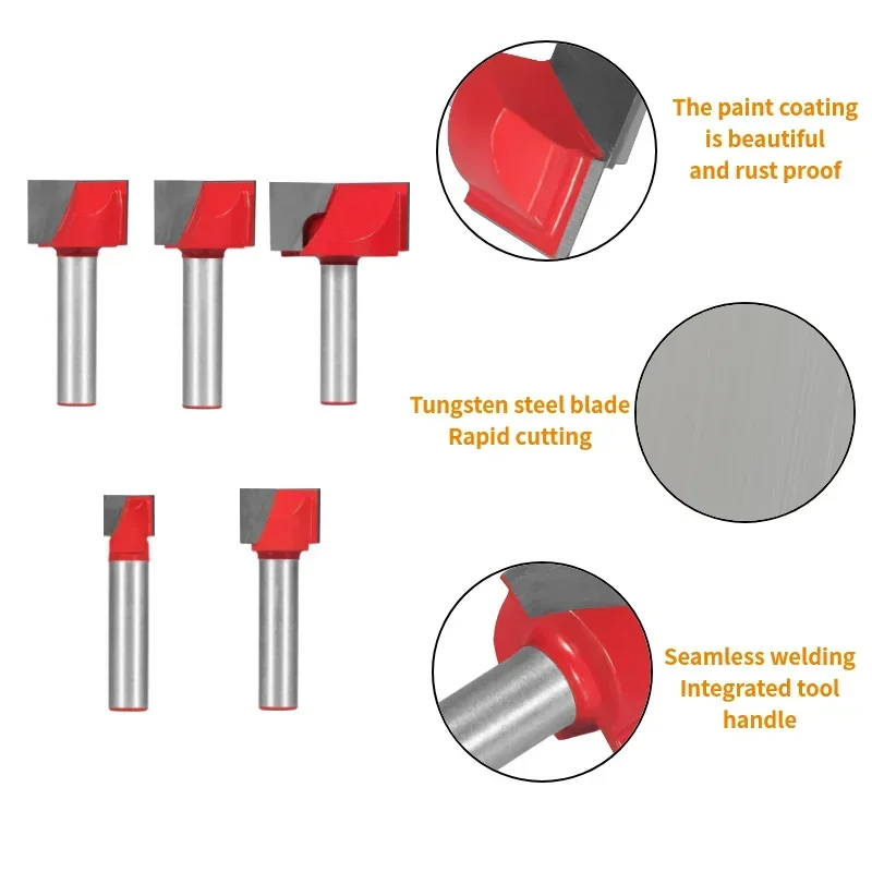 Intlshaft 8mm Shank Surface Planing Bottom Cleaning Wood Milling CNC Cutter Engraving Knife Router Bit Woodworking Tool 10-32mm