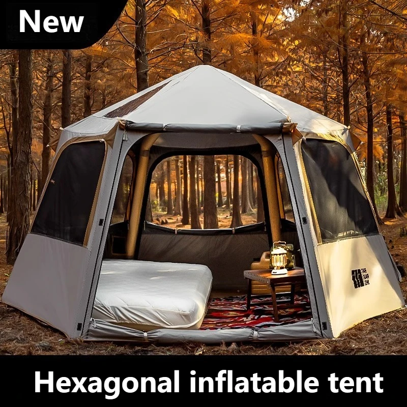 

Oxford Cloth Hexagonal Automatic Inflatable Tent Outdoor Camping Folding Quick Automatic Opening Tents Rainproof Windproof Tent