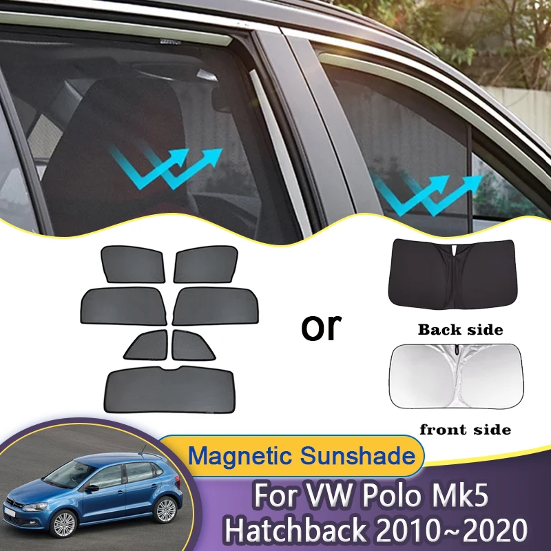 

Car Mesh Sunshade For Volkswagen VW Polo Mk5 Hatchback 2010~2020 5-door Magnetic Shade Privacy Curtain Sun Visor Car Accessories