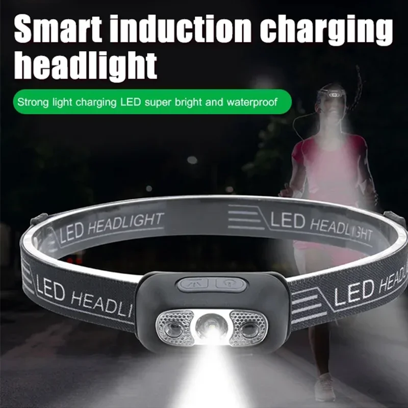 Gesture Control Headlight Mini LED Waterproof Gesture Control Headlight Usb Rechargeable Bright Head-mounted Flashlight