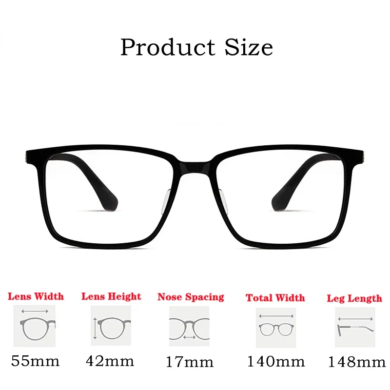 OLLYMURS Square Ultra-light Titanium Business Pure  Square Glasses Frame Acetate  Optical Prescription Eyeglasses Men HT5022B