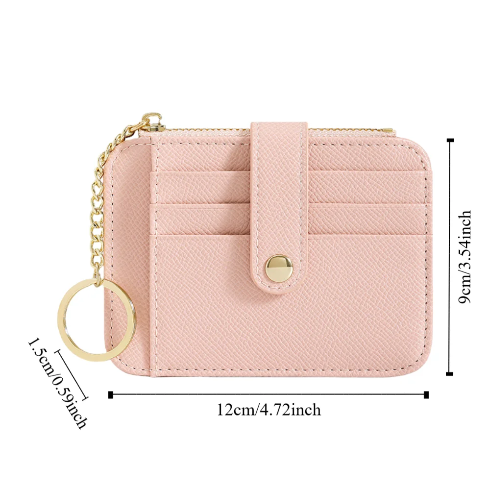 Prosty portfel na gotówkę z zawieszką na karty, wielofunkcyjna portmonetka z kieszonkami ze skóry PU z breloczkiem, kolorowy etui na karty dla kobiet/mężczyzn