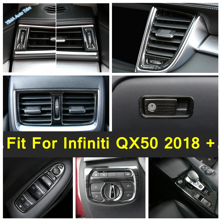 

Auto Rear AC Vent Outlet / Gear Shift Box / Glass Lift / Headlights Switch Cover Trim Accessories For Infiniti QX50 2018 - 2022