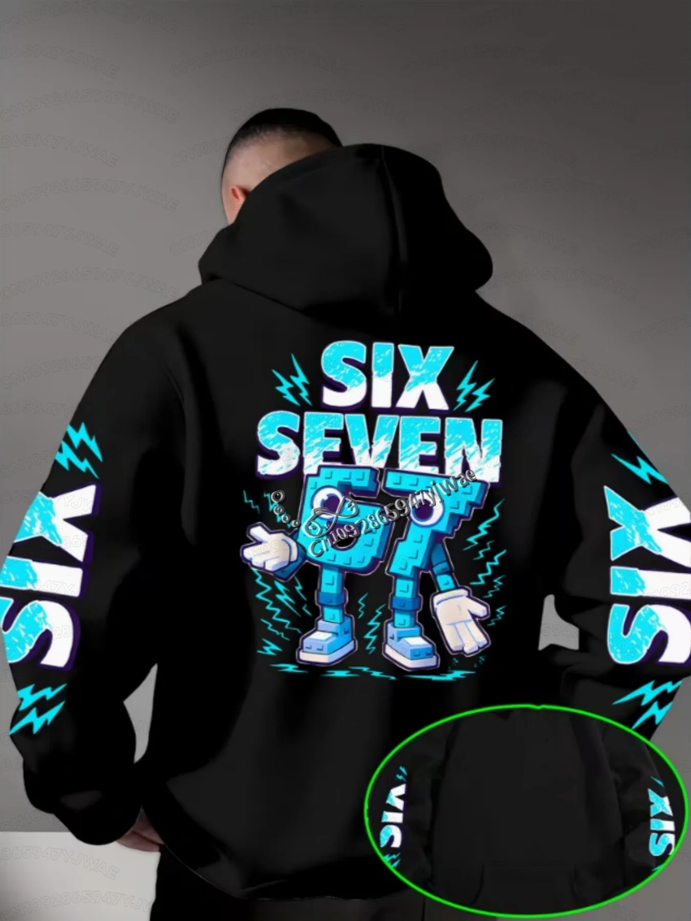 Men's Hooded Hoodies Italian Brainrot Fun Six Seven Graphic Hoodies Sprint Men Women Streetwear Casual 67 Trend