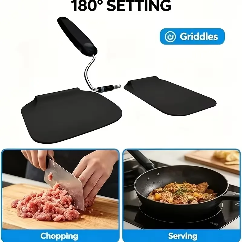 Adjustable Angle Spatula - Turner And Flipper for Eggs, Pancakes, Burgers - Swappable Spatula Heads - Thin, Heat Resistant - Non