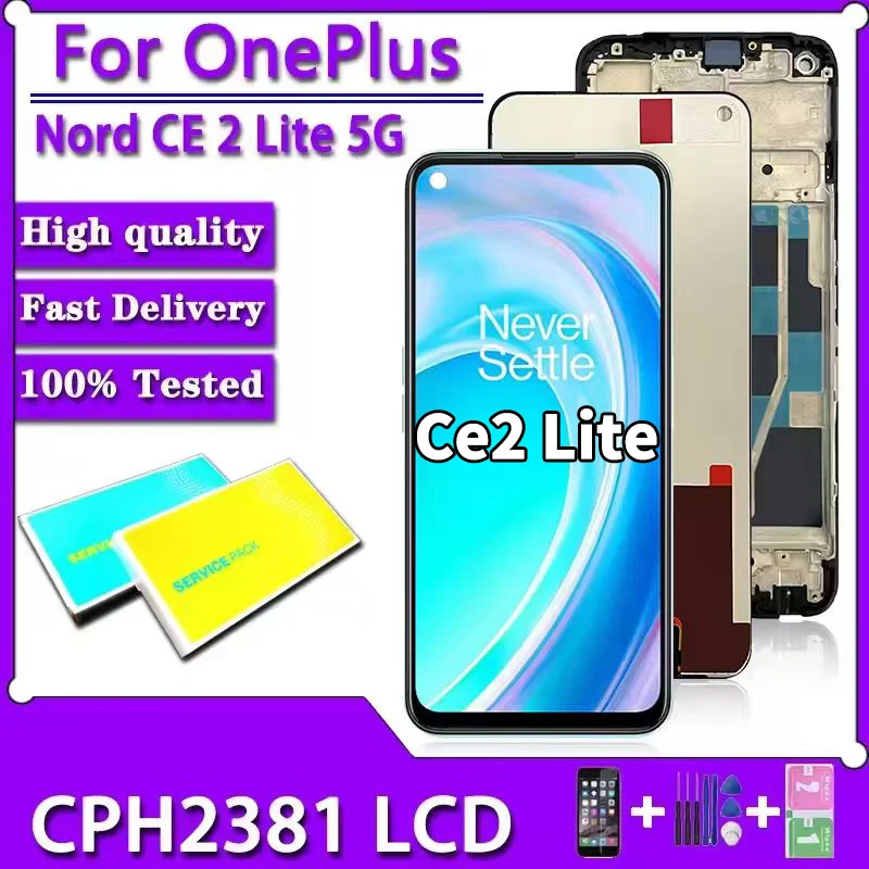 6,59 "Cal dla OnePlus Nord CE 2 Lite 5G CPH2381 Ramka ekranu wyświetlacza Panel dotykowy Digitizer dla OnePlus Nord CE2 Lite LCD CPH2409 — zdjęcie produktu 6