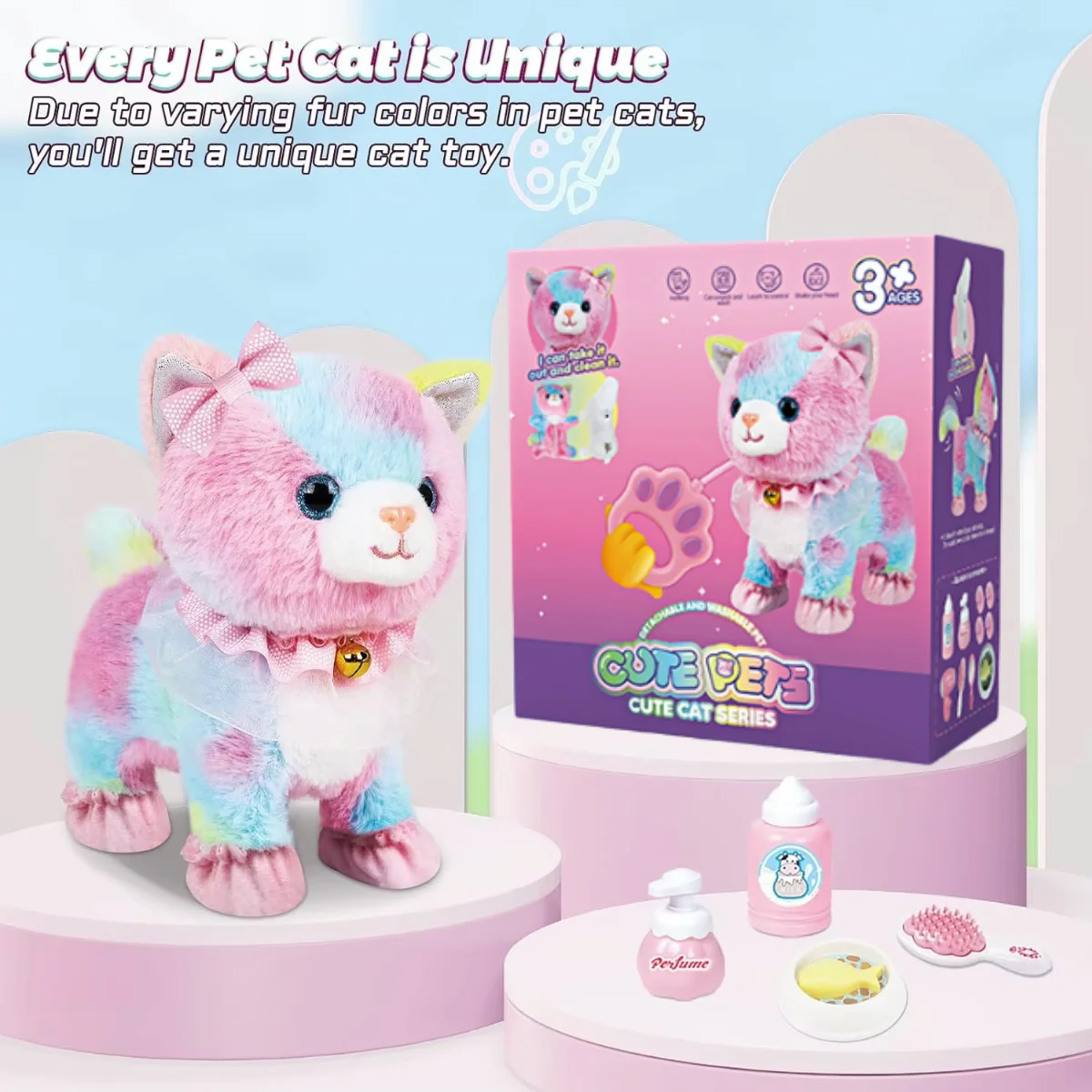 ของเล่นแมวเดินได้เหมือนจริง ควบคุมด้วยการสัมผัสและเสียง พร้อมสายจูง สามารถเดิน เสียงเหมียว และกระดิกหางได้ ของขวัญที่ดีที่สุดสำหรับเด็กผู้หญิงอายุ 3 ปีขึ้นไป