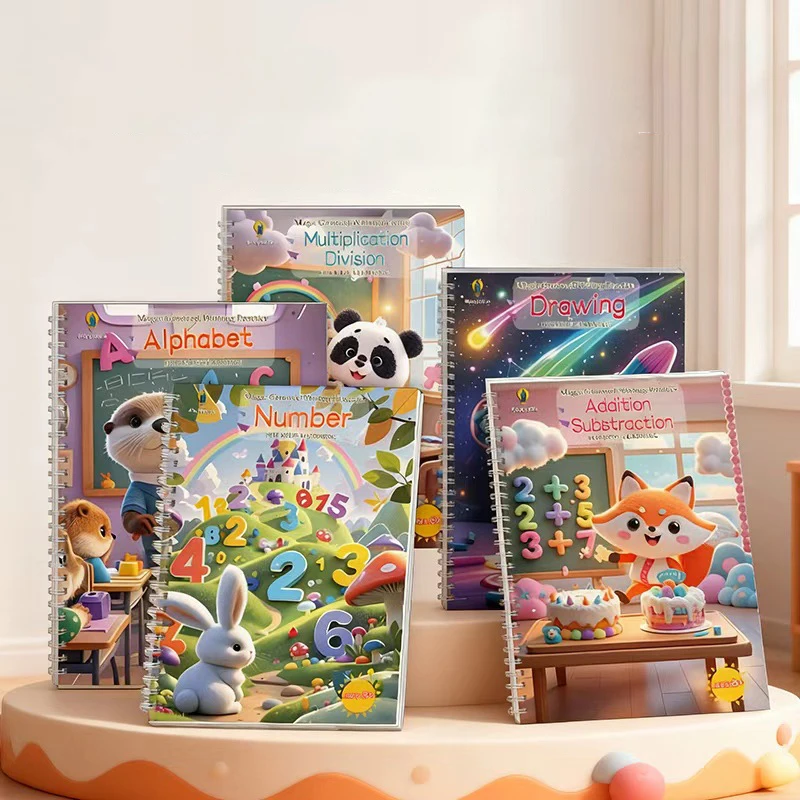 كتاب التعلم القابل لإعادة الاستخدام باللغة الإنجليزية ثلاثية الأبعاد الخط الأبجدية كتاب الرسم ممارسة أرقام الكتب التعليم للأطفال