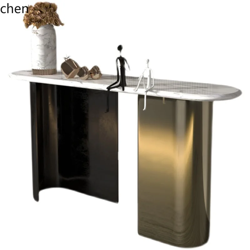 CZ Creative Stainless Steel Rock Plate Wall-Mounted Entryway Table Entryway Irregular Art New Chinese