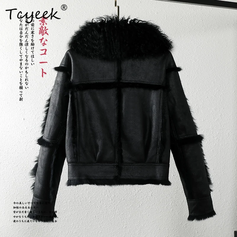 Tcyeek Autumn Winter Rabbit Fur and Fur Integrated Korean Version Square Collar Solid Color Women's Fur Coat Fourrures Femme