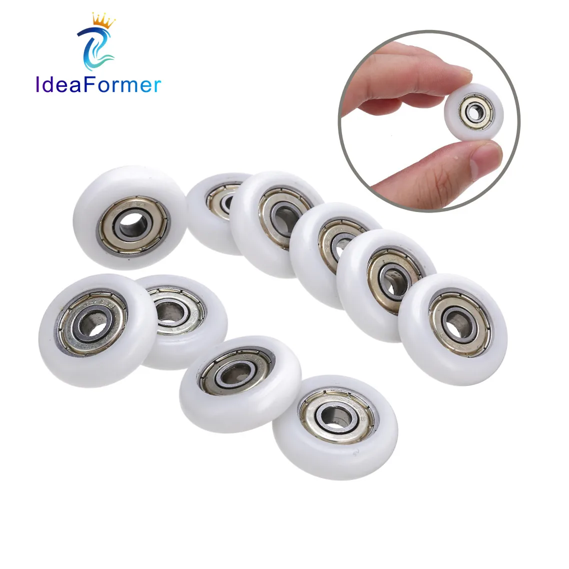 

10Pcs 3D Printer 625ZZ POM Bearings Round Roller Wheel With Kossel Nylon Plastic Wheel 5x21.5x6mm Embedded Groove Ball Bearings.