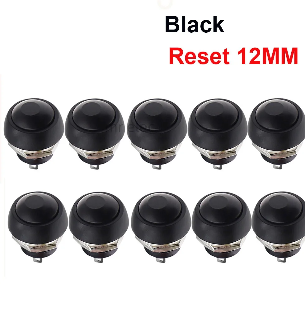 

100PCS PBS-33B small self reset button switch 12mm waterproof switch power supply circular button switch without lock
