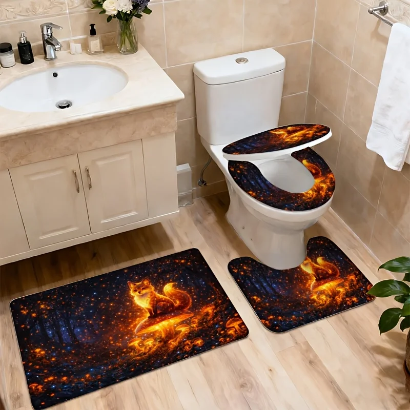 Majestic Fire Phoenix Bathroom Rug Mat Set Waterproof Home Decor Toiletry Floor Mat