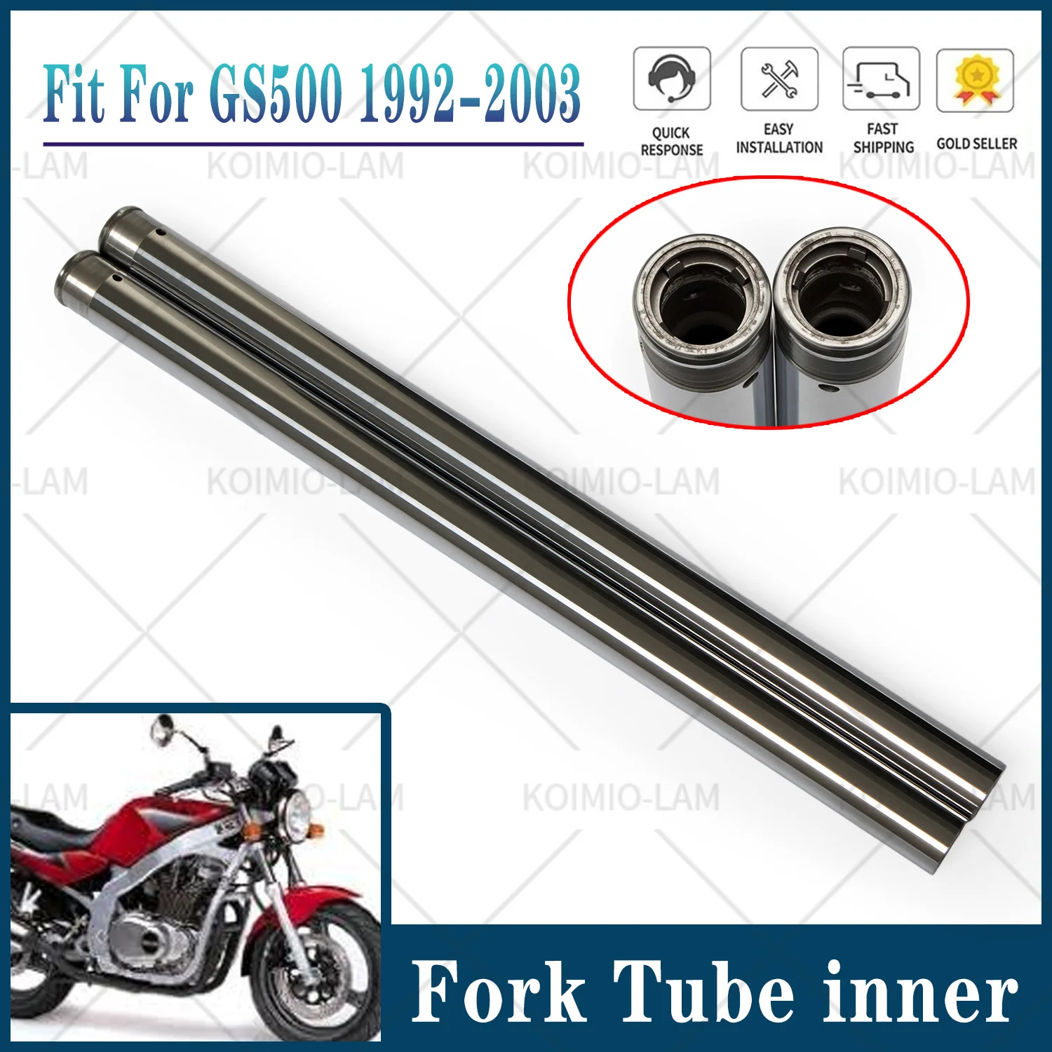 Passend für SUZUKI GS500 1992 - 2003 GS500E Motorrad-Stoßdämpfer Vorderradgabel Innenrohr GS 500 1993 1994 1995 1996 1997 1998 – Detail 1