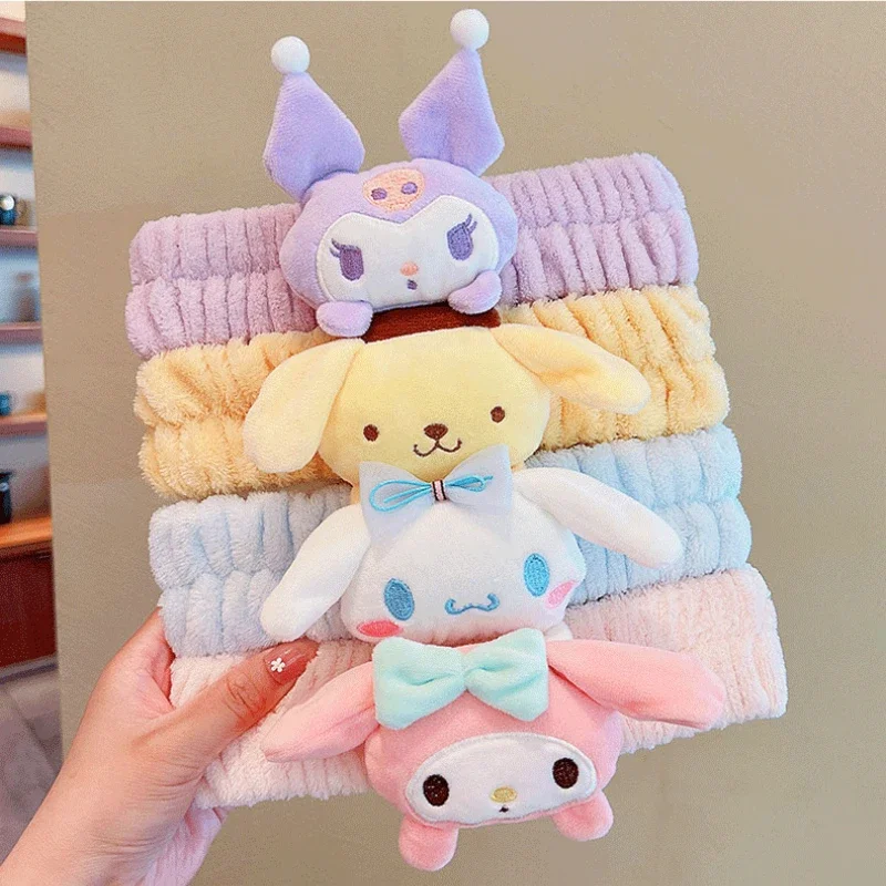 Cute Hello Kitty Sanrio Kawaii Hair Clasp Anime Figure Soft Plush Kuromi Cinnamoroll My Melody Hairpin for Girls Gift