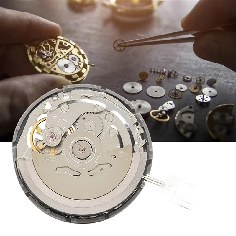 NH38/NH38A Watch Movement+Steel Stem+Clutch Lever Kit High-Precision Automatic Chain Up Mechanical Watch Movement