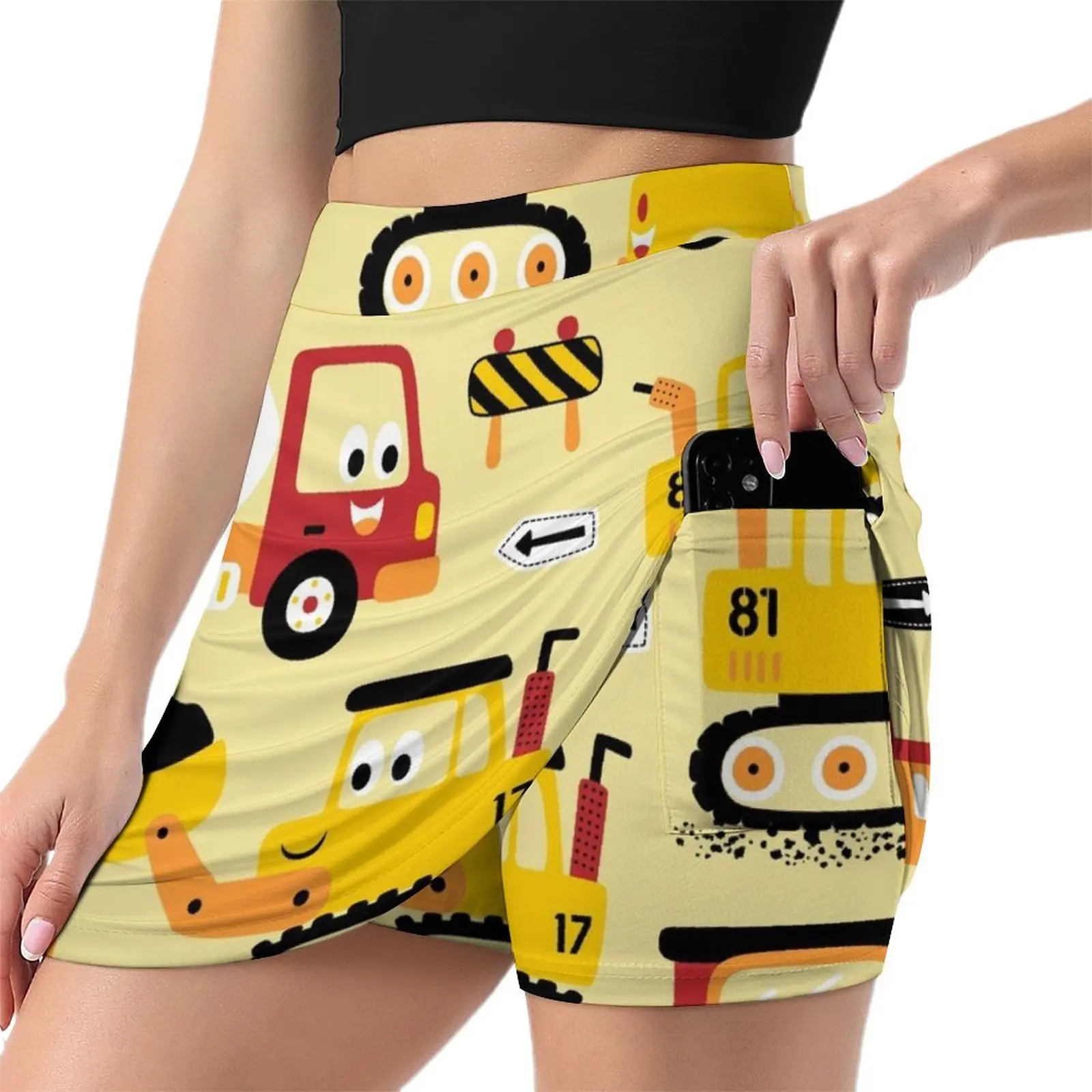 Happy Construction Equipment Mini Skirt School uniform womens clothing