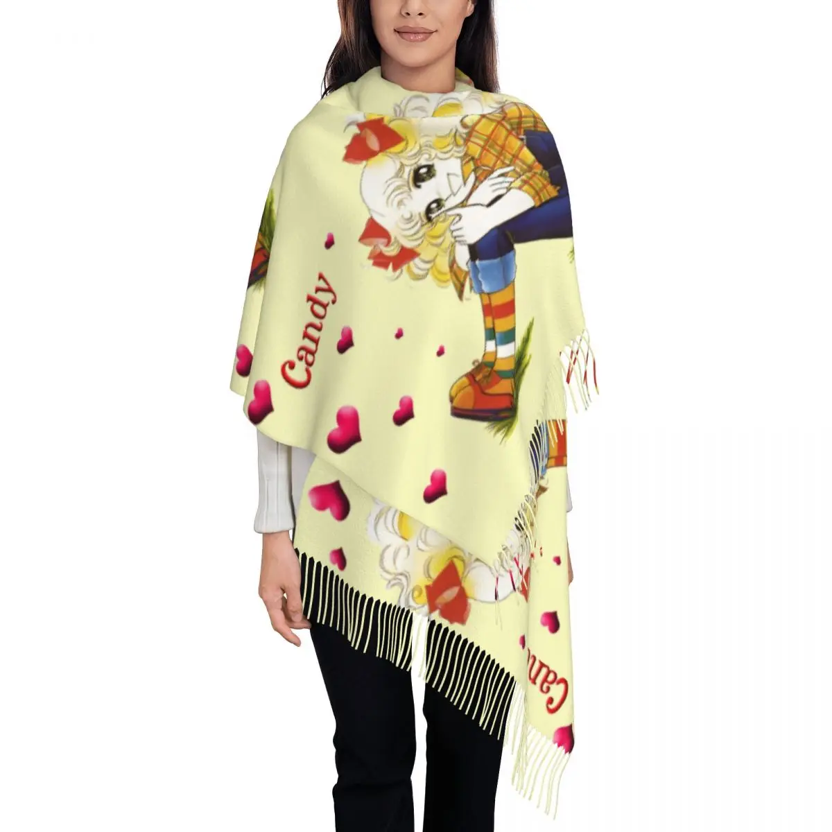 

Леди Длинные Кэндис Аниме Манга Девушка Конфетные Шарфы Женщины Зима Осень Толстая Теплая Шаль с Кисточками Шарф с Мультяшным Носом и Теренсом