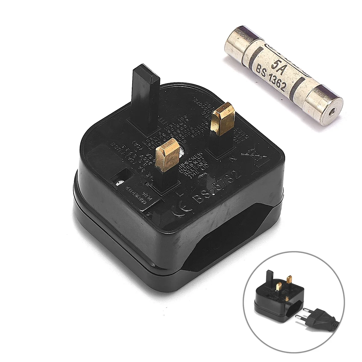 2 Pin EU Plug To UK SG MY 3Pin Type G Plug With 5A Fuse Power Socket Euro To British Singapore Travel Plug Adapter AC Converter