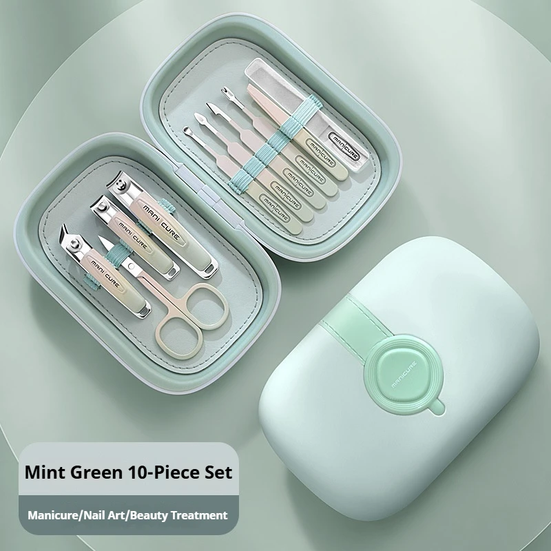 Juego de cortaúñas de acero inoxidable para manicura profesional, kits de manicura para embalaje de ideas, tijeras, empujador de cutículas, herramientas de maquillaje, 10 Uds.