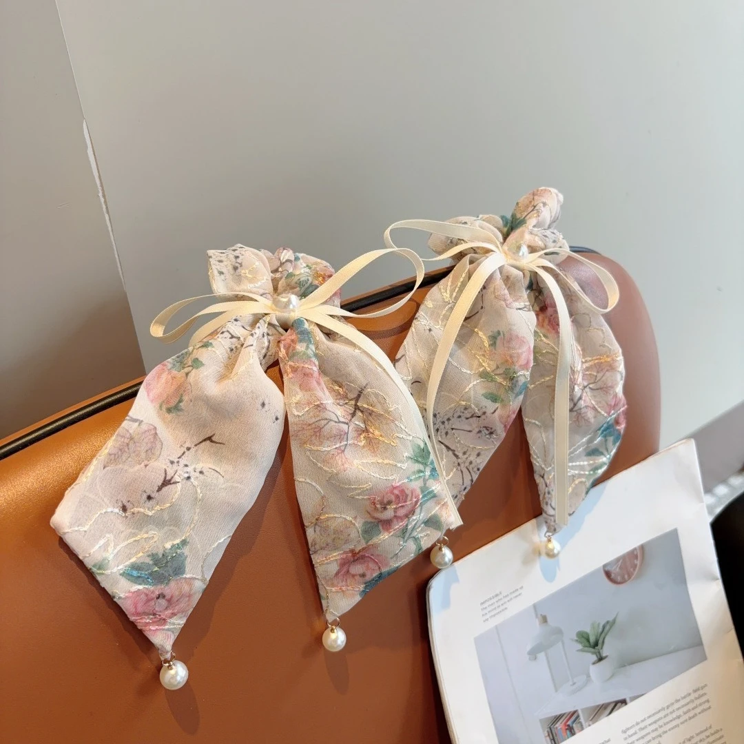 

Luxury Hair Band for Women High-end Large Intestine Ring Hair Band Rubber Band Headband French Bow Ribbon Headdress