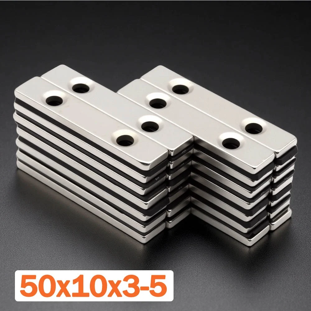 

50x10x5mm Iron Alloy Heavy Duty Neodymium Magnet Rectangular Hardware Garage Storage Tool Holding System Factory Use