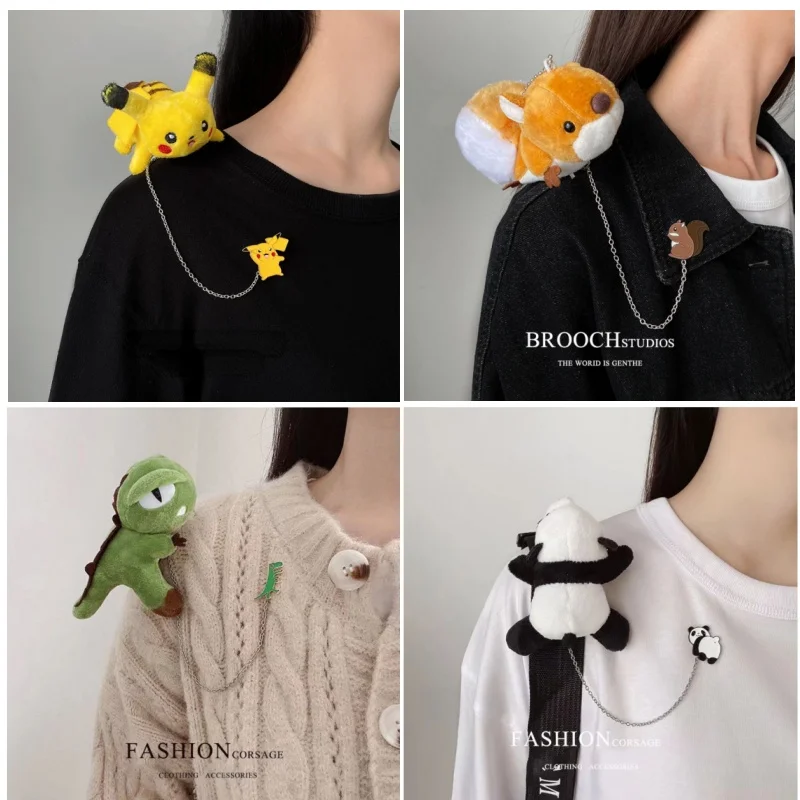 Disney Cartoon Doll Dinosaur Sunflower Squirrel Panda Brooch Patrick Stitch Alloy Pin Clothing Bag Plush Brooch Gifts for Child