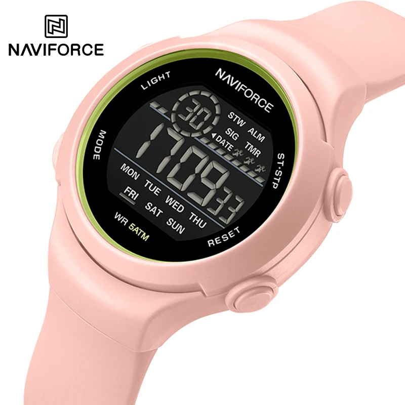 NAVIFORCE Women Watch LCD Electronic Waterproof Luminous Digital Silicone Band Day and Date Display Wristwatch Relogio Feminino