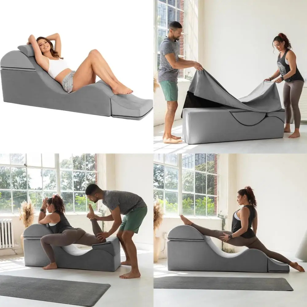 Yoga and Massage Convertible Chaise/Bed Bench - Dual-Purpose Ottoman with Hidden Folding Yoga Lounge Chair