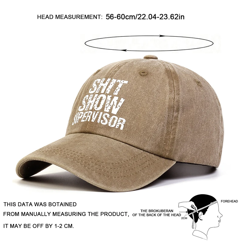 Unisex SHIT SHOW SUPERVISOR Print Wash Baseball Caps Spring and Autumn Outdoor Adjustable Casual Hats Sunscreen Hat