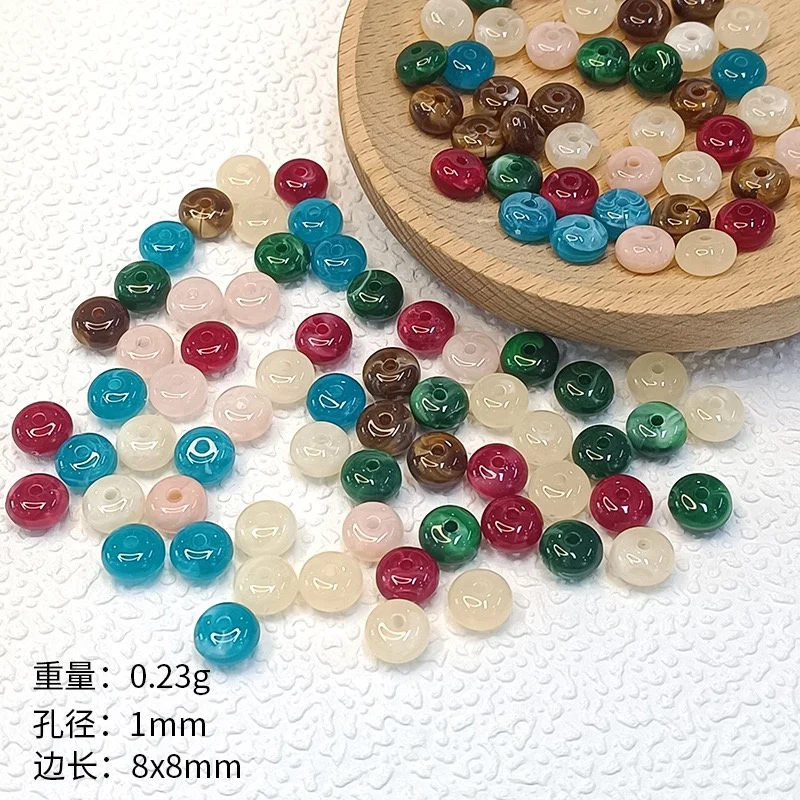 2026 New arrived 390pcs/lot 8mm color print geometry rounds abacus beads diy jewelry garment hair accessory