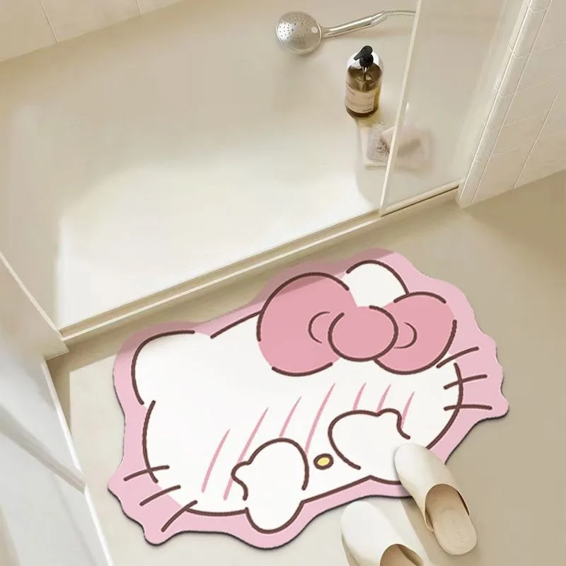 New Sanrio Anime Cartoon Hello Kitty Rug Kawaii Home Bathroom Flooring Mat Doormats Non-Slip Quick Drying Foot Mat Girl Gifts