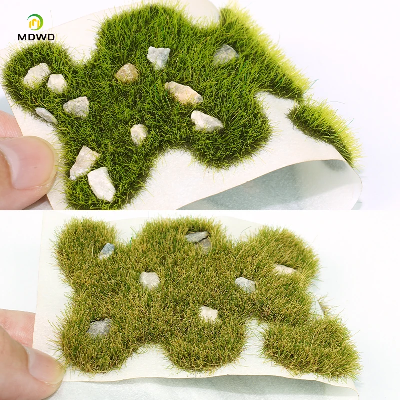 1 boîte de blocs de jardin d'herbe de modèle statique, blocs de pelouse miniatures faciles à utiliser, Kit de modèle de Terrain pour Diorama d'architecture de jardin