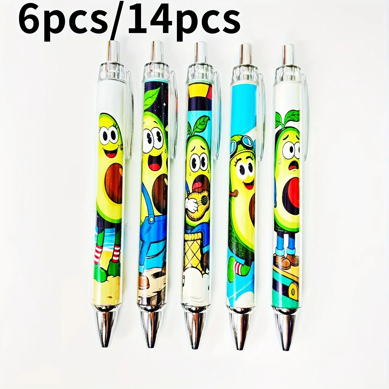 

6 шт./14 шт. шариковые ручки с надписью авокадо, серия «Авокадо», выдвижные шариковые ручки, студенческие подарочные ручки для письма