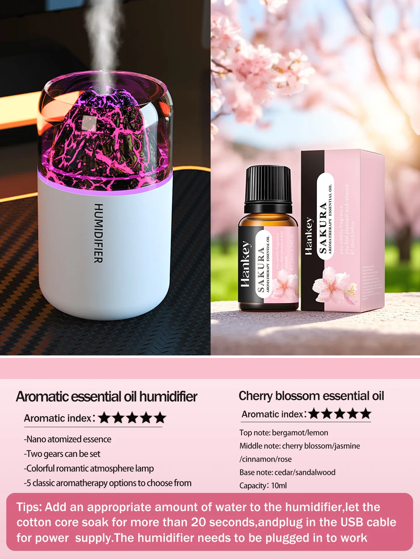 Der USB-Aromatherapie-Diffusor mit simulierten vulkanischen Farblampen ist für den Einsatz in Autos, Häusern, Schlafzimmern und als Geschenk geeignet.