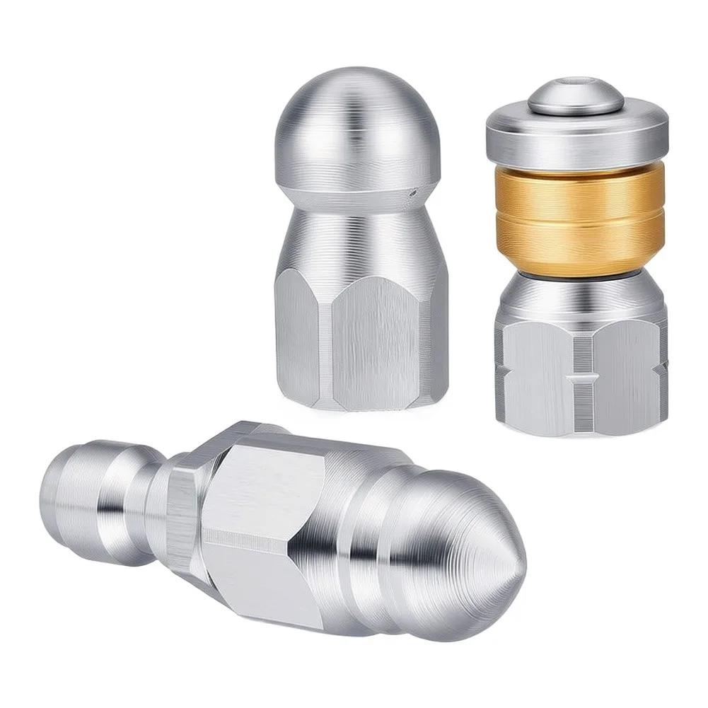 For Pressure Washer Compatible 1/4 IN Drain Cleaning Nozzle Set Stainless Steel Construction for Residential and Commercial Use 4