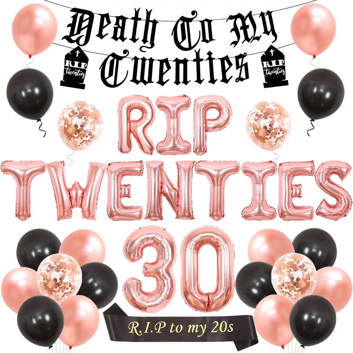 

Cheereveal Rip Twenties 30th Birthday Party Decoration Rip Twenties 30 Balloons Death To My Twenties Banner Rip To My 20s Sash