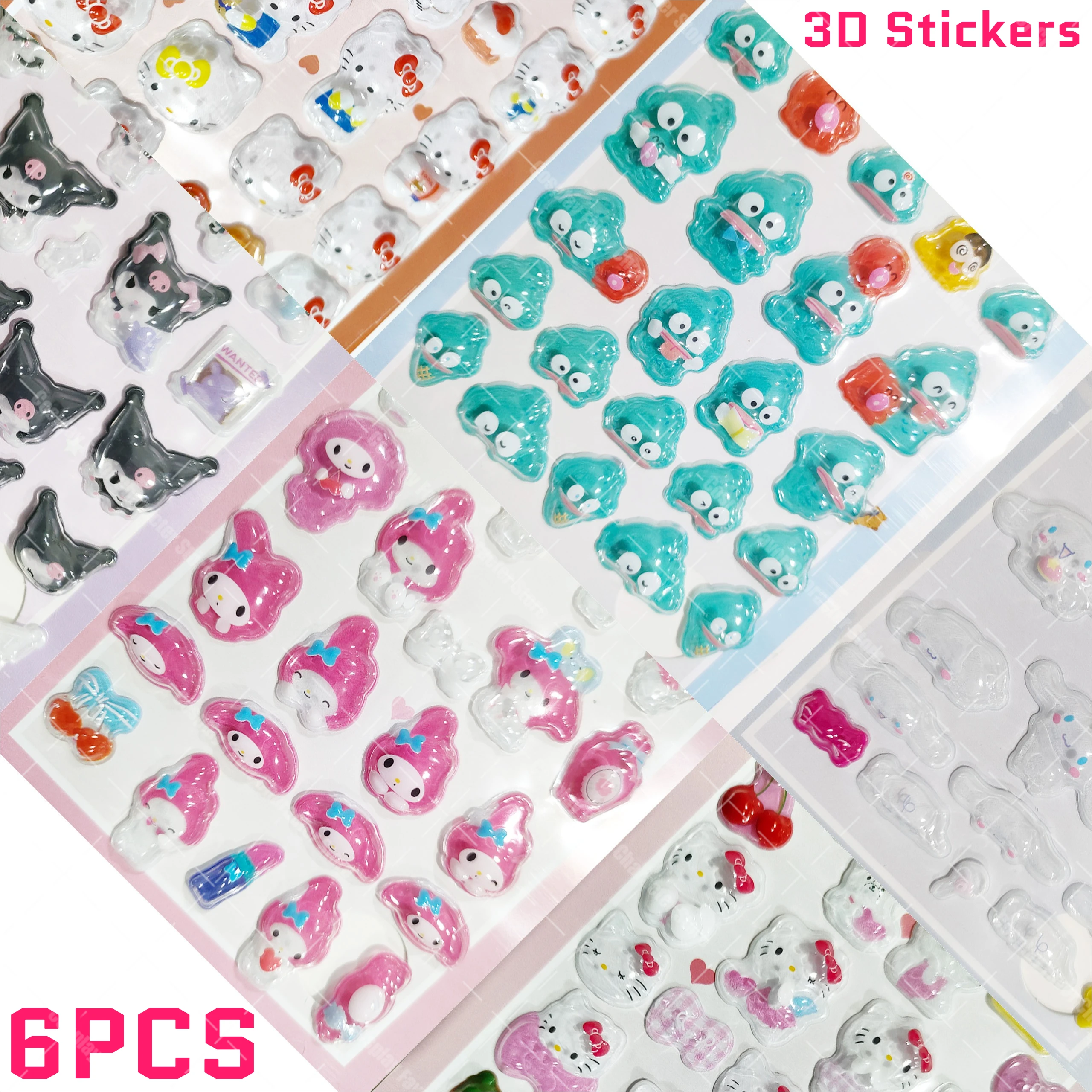 Gli adesivi in rilievo 3D Kitty Cinnamoroll sono carini e divertenti materiali creativi fai-da-te per i fan Regali a sorpresa per bambini Decorazione della casa