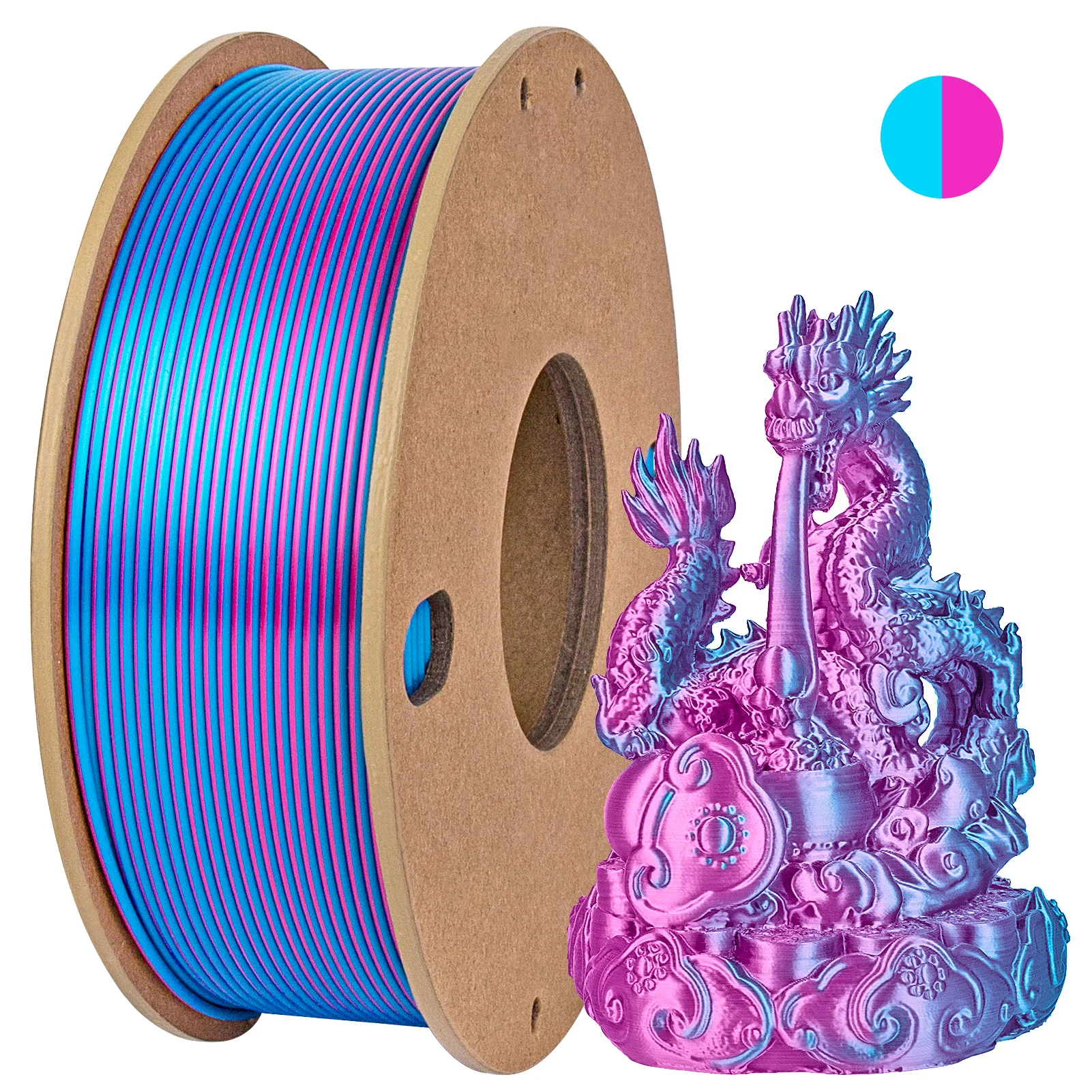 250g Silk PLA Filament 2 Color in 1 3D Printing Filament PLA 1.75mm PLA Silk 3D Printer Filament Fit Most FDM Printers