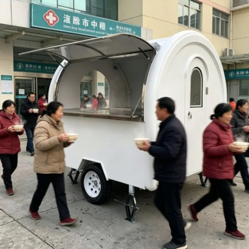 

Vintage Style Food Truck Fully Equipped Catering Cart Mobile Kitchen Van for Film Set Wedding