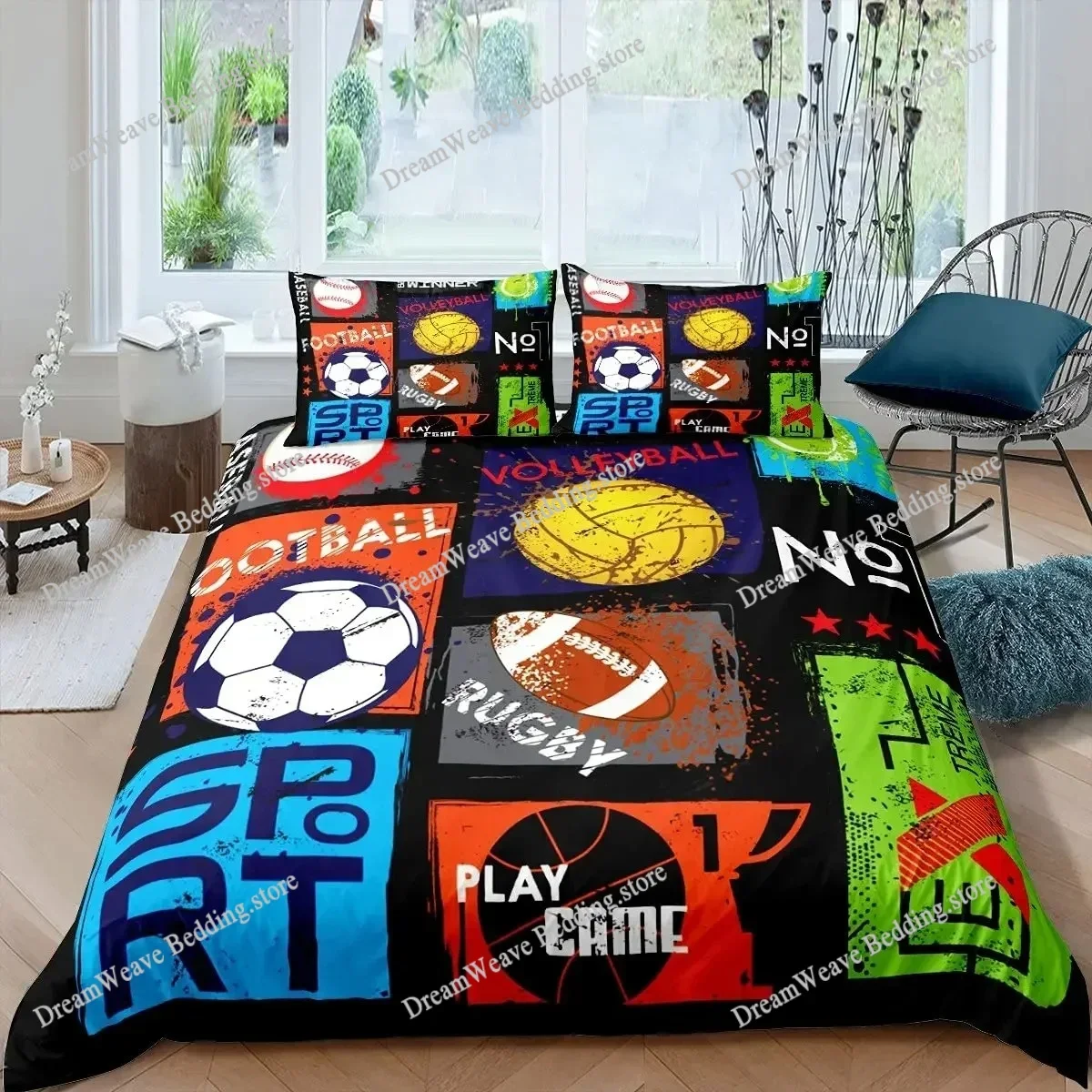 

Tennis Ball Duvet Cover Set Sports Game Themed Bedding Set Twin Size for Boys Teens Adult Tennis Racket Ball Comforter Cover963