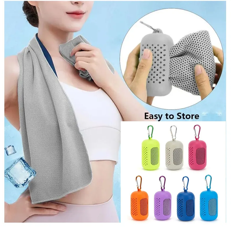Toalha refrescante circular de silicone, toalha fria de secagem rápida, microfibra, acessórios de praia, toalha esportiva, fitness, 1 peça