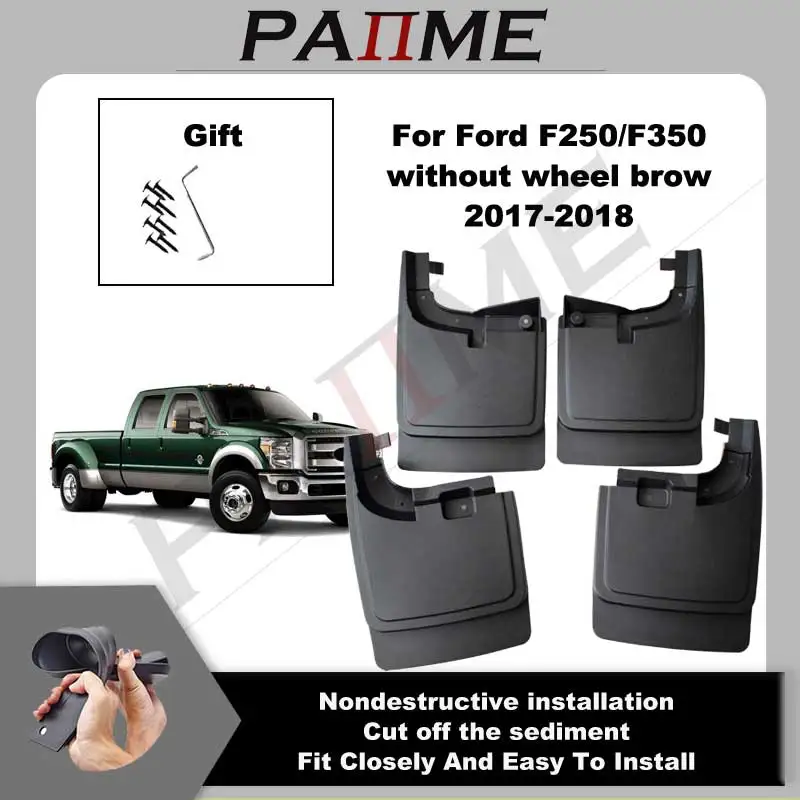 

Vehicle Car MudFlap Front Rear Mudguards Fender For Ford F250/F350 without wheel brow 2017-2018 4pcs/Set Molded Splash YC101129