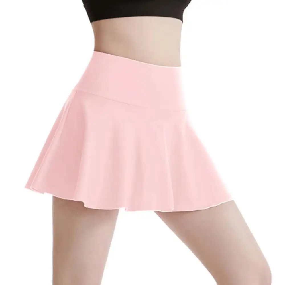 Novo em 2025 feminino verão cor sólida tênis esporte saias de fitness feminino correndo yoga preto branco rosa saia com shorts